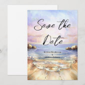 Editable Classic Beach Wedding Save The Date (Vorne/Hinten)
