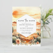 Editable Classic Cactus Wedding Save The Date (Stehend Vorderseite)