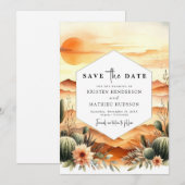 Editable Classic Cactus Wedding Save The Date (Vorne/Hinten)