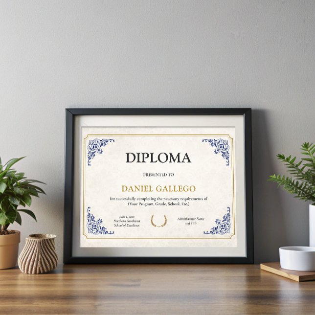 Editable Classic Diploma Certificate of Abschluss (Editable Classic Diploma Certificate of Graduation)
