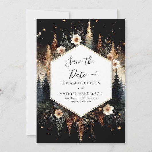 Editable Classic Enchanted Forest Wedding Save The Date (Vorderseite)