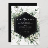 Editable Classic Floral Sage Green Wedding Save The Date (Vorne/Hinten)
