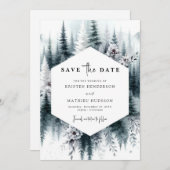 Editable Classic Mountain Wedding Save The Date (Vorne/Hinten)