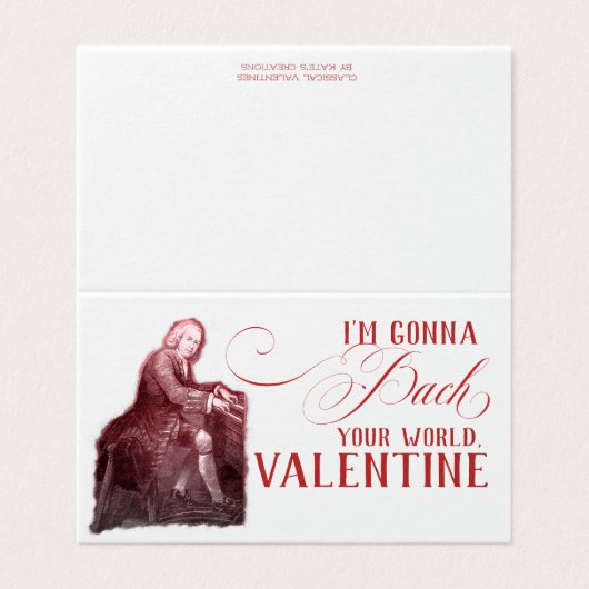 EDITABLE Classic Music mit Bach Valentine Card (Außenseite Aufgefaltet)