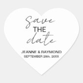 Editable Clean Save the Date Wedding Ankündigung Herz-Aufkleber (Vorderseite)