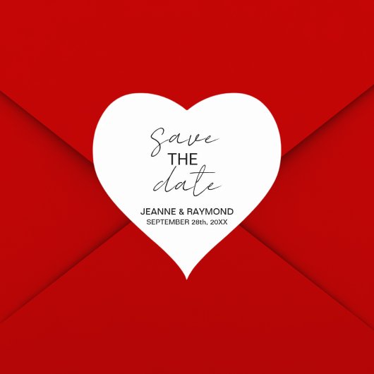 Editable Clean Save the Date Wedding Ankündigung Herz-Aufkleber