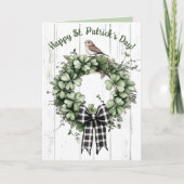 Editable Clover Wreath and Bird St Patricks Day Karte (Vorderseite)