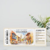 Editable Colombia Flugzeug Ticket, Colombia Trip Einladung (Stehend Vorderseite)