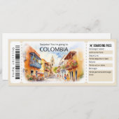 Editable Colombia Flugzeug Ticket, Colombia Trip Einladung (Vorne/Hinten)