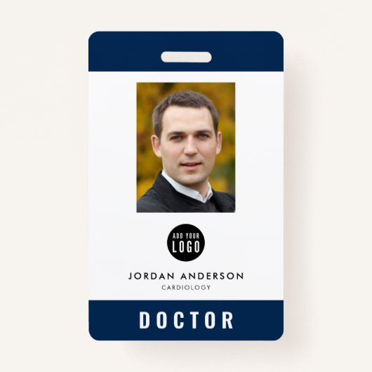 Editable Color Add Logo Medical Employee Foto ID Ausweis (Vorderseite)