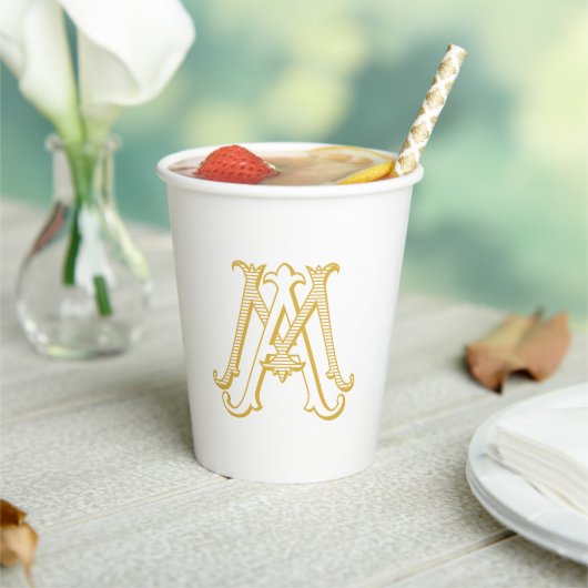 EDITABLE COLOR AM Monogram MA Monogram Paper Cups Pappbecher (In Situ)