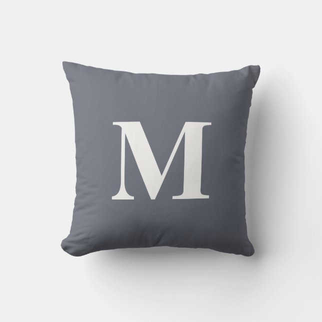 Editable Color Blue White Monogram Initial Kissen (Vorderseite)