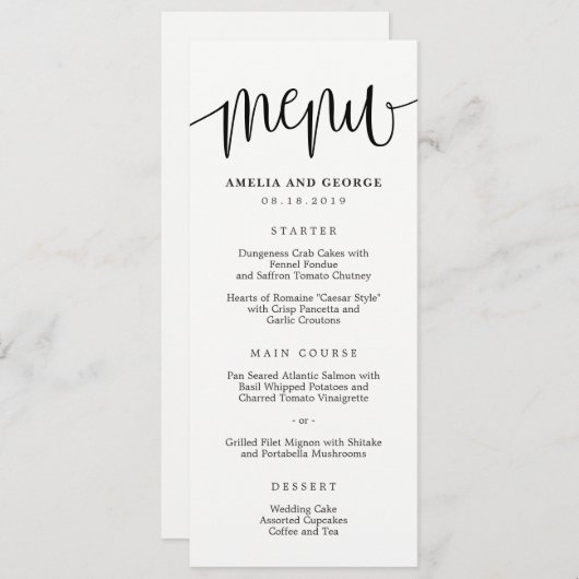 EDITABLE COLOR Calligraphy Menu Card #LCC Menükarte (Vorne/Hinten)