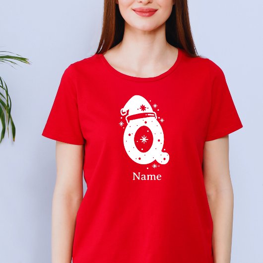 Editable Color Christmas Monogram Custom Name T-Shirt