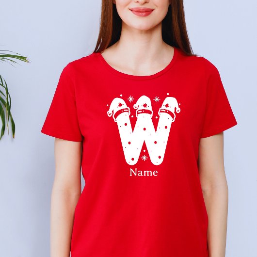 Editable Color Christmas Monogram Custom Name T-Shirt