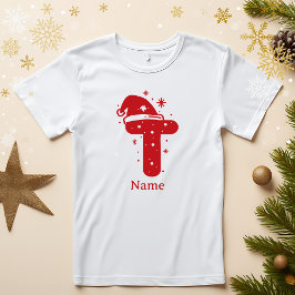 Editable Color Christmas Monogram Custom Name T-Shirt