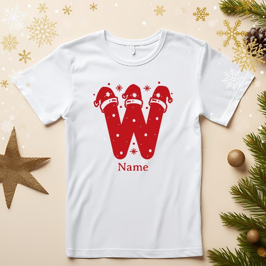 Editable Color Christmas Monogram Custom Name T-Shirt