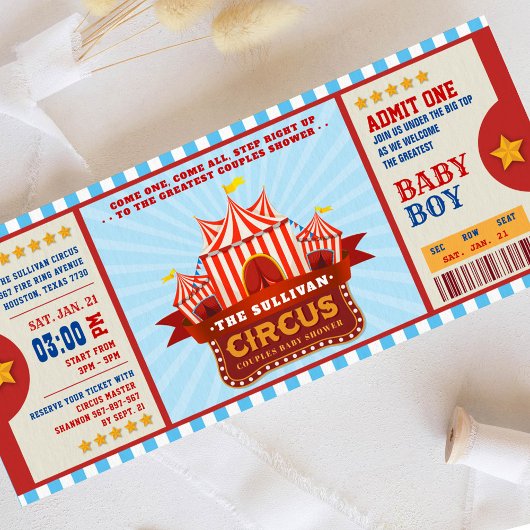 Editable Color Circus Ticket Couple Dusche Einladung
