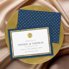 Editable Color Classic Gold Monogram Save the Date Einladung