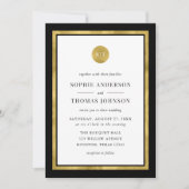 Editable Color Classic Gold Round Monogram Wedding Einladung (Vorderseite)