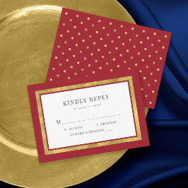 Editable Color Classic Gold Wedding RSVP Karte