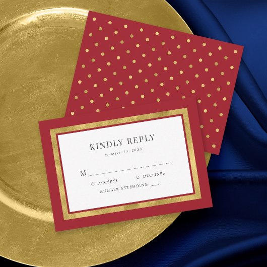 Editable Color Classic Gold Wedding RSVP Karte