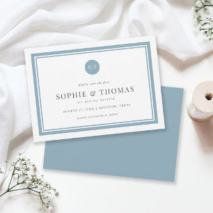 Editable Color Classic Monogram Save the Date Einladung