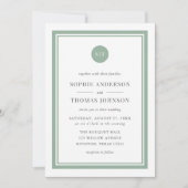 Editable Color Classic Round Monogram Wedding Einladung (Vorderseite)