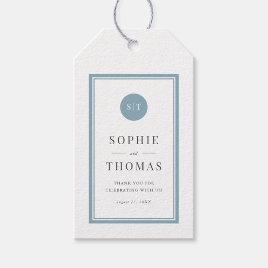 Editable Color Classic Round Monogram Wedding Geschenkanhänger (Vorderseite)
