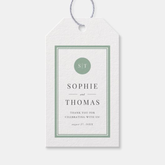 Editable Color Classic Round Monogram Wedding Geschenkanhänger (Vorderseite)