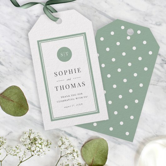 Editable Color Classic Round Monogram Wedding Geschenkanhänger