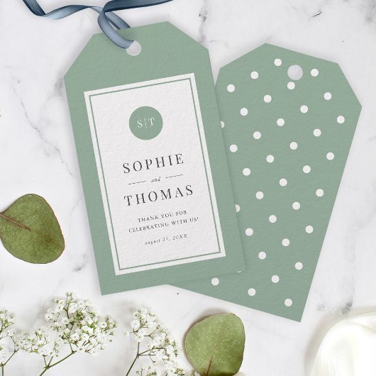 Editable Color Classic Round Monogram Wedding Geschenkanhänger