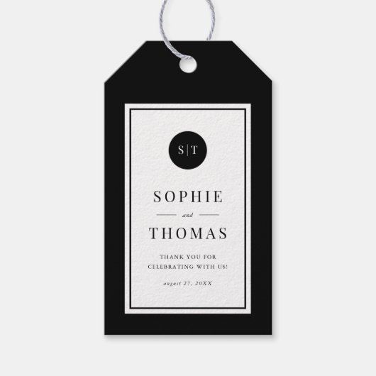 Editable Color Classic Round Monogram Wedding Geschenkanhänger (Vorderseite)