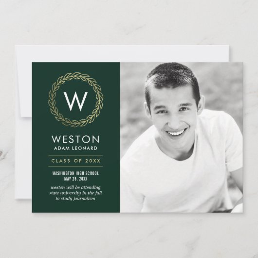 Editable Color Classic Wraath Abschluss Card Einladung (Vorderseite)