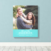 EDITABLE COLOR Cursive Mr & Mrs Familienname Foto Leinwanddruck (Insitu (Holzboden))