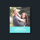 EDITABLE COLOR Cursive Mr & Mrs Familienname Foto Leinwanddruck<br><div class="desc">Diese Leinwand des Fotos Cursive Mr. und Mrs. Family Name mit bearbeitbarer Hintergrundfarbe (zum Ändern des Buttons Anpassen) zeigt "Mr. and Mrs." in kursivem Schriftart, Familienname und unterhalb einer dünnen Zeile, Staat den Titel für Ihr Foto, wie zum Zeitpunkt der Gründung Ihrer Familie oder wenn Foto genommen wurde. Ein toller...</div>