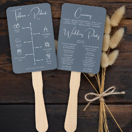 Editable Color Dusty Blue Wedding Timeline Fächer