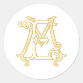 EDITABLE COLOR EM Monogram ME Monogram Sticker (Vorderseite)