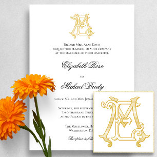EDITABLE COLOR EM Monogram ME Monogramm Einladunge Einladung