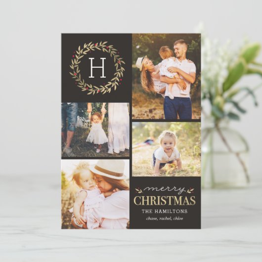 EDITABLE Color Festive Wreath Frohe Weihnachten (Stehend Vorderseite)