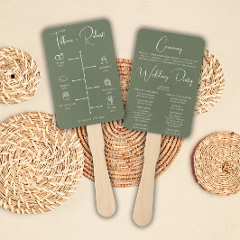 Editable Color Green Wedding Zeremony Programm Fächer