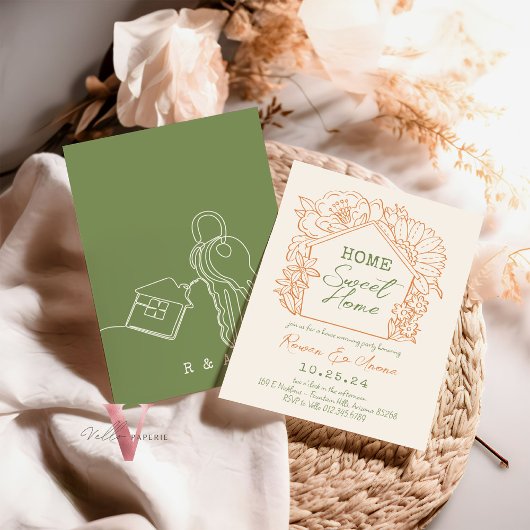 Editable Color Handgezeichnet Sweet House Erwärmun Einladung