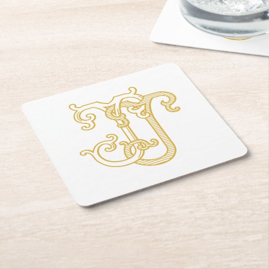 EDITABLE COLOR JJ Monogram JJ Logo Untersetzer (angewinkelt)