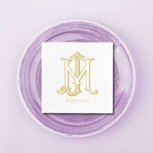 EDITABLE COLOR JM Monogram MJ Monogram Napkins Serviette