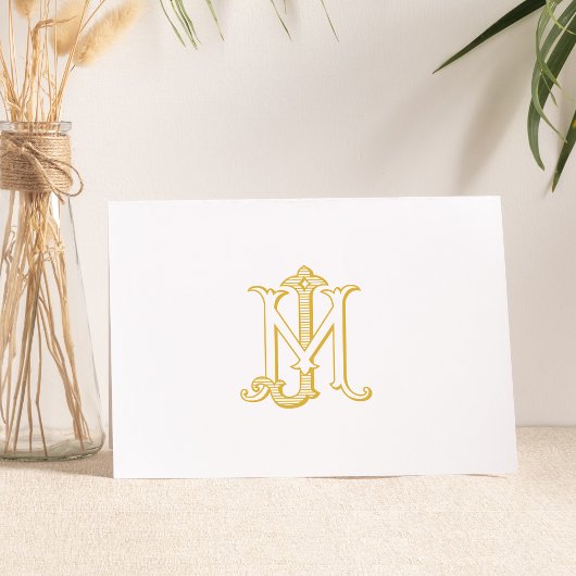 EDITABLE COLOR JM Monogram MJ Monogram Notecard Karte