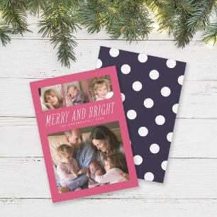Editable Color Merry and Bright Foto Holiday Card Feiertagskarte