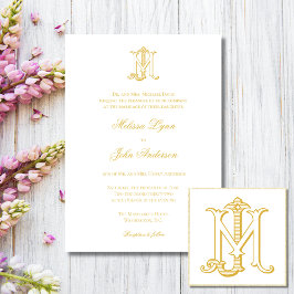 EDITABLE COLOR MJ Monogram JM Einladung