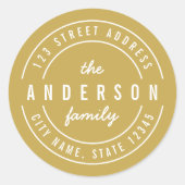 EDITABLE Color Modern Bold Family Rücksendeadresse Runder Aufkleber (Vorderseite)