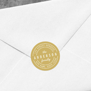 EDITABLE Color Modern Bold Family Rücksendeadresse Runder Aufkleber
