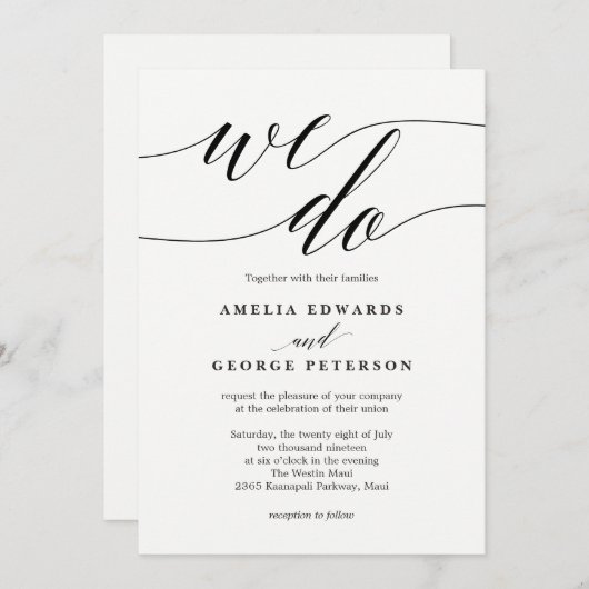 EDITABLE COLOR Modern Wedding Einladung #MSC (Vorne/Hinten)